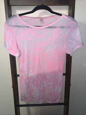 Kavio Pink and White Tie-Dye Short Sleeve Tee
